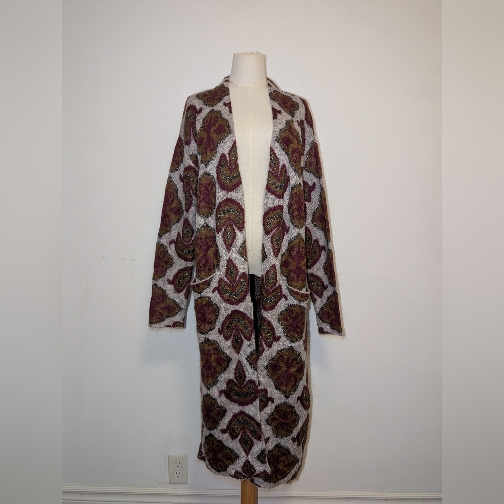 Burger Et Mikkelsen For India Hicks Kid Mohair Blend Long Patterned Open Cardiga